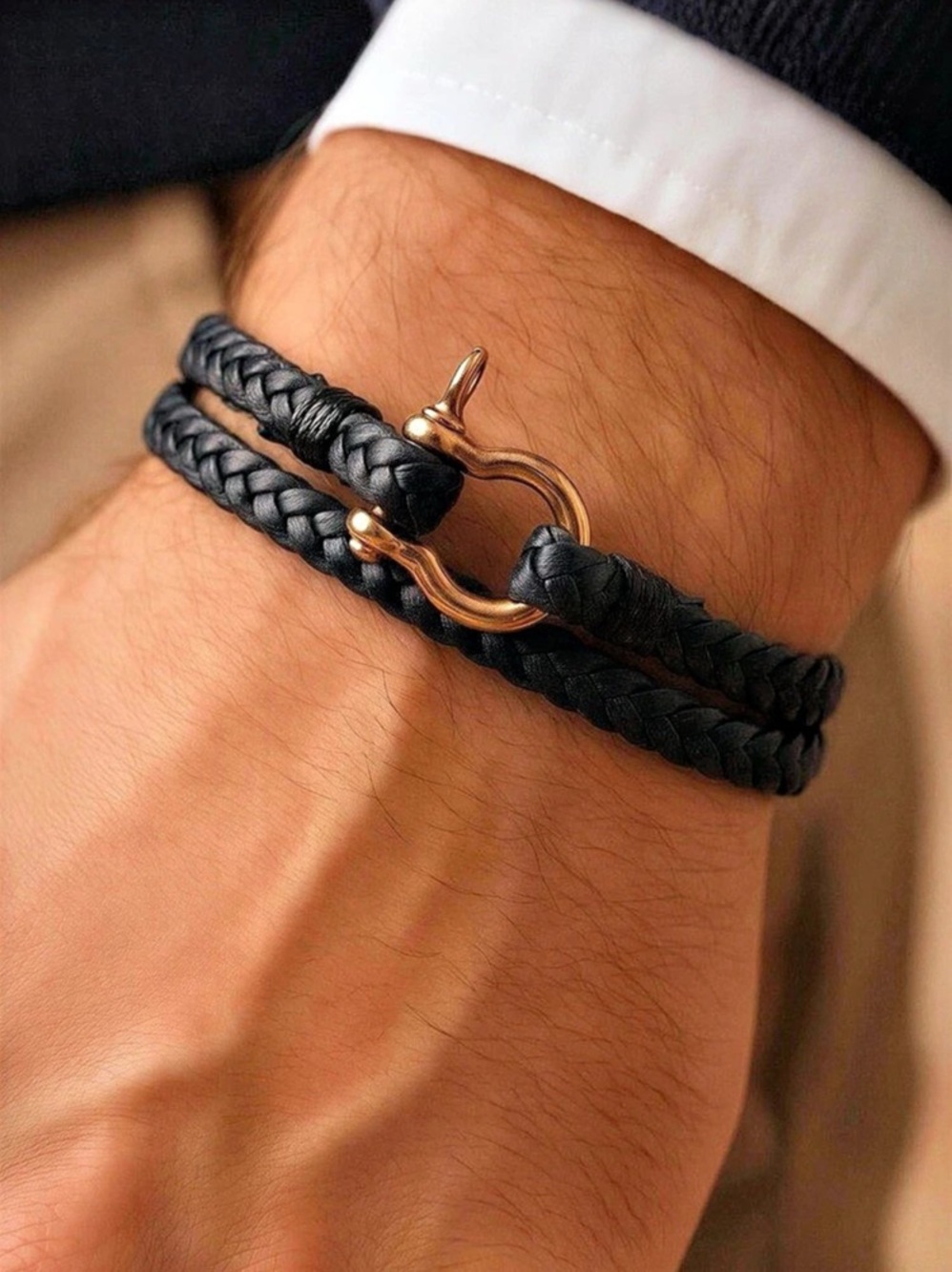 Braided Bracelet in Blue & Brown